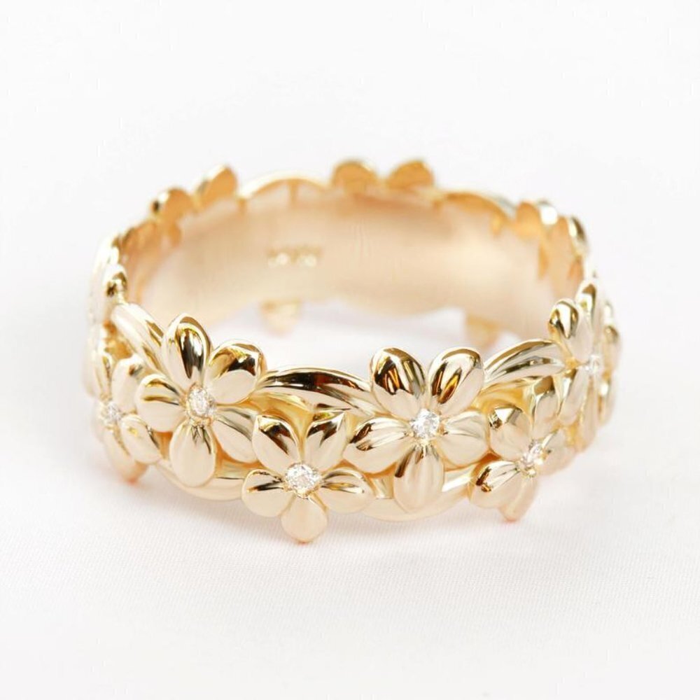 Dainy Flower Carved Pure Tiny Zircon Eternity Rings for Women, INDN8419 - Picture 2 of 5
